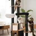 63" Modern Cat Tree Tower for Indoor Cats, Heavy Duty Cat Trees for Large Cat, Adult Maine Coon Cat Tree Tower with Scratching Post, Extra Large Top Perch, Cat Condos, Jet Black