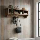 Alaterre Furniture Pomona Entryway Coat Rack Rustic Farmhouse 48-Inch Wall-Mounted Coat Rack with 6 Double Hooks & 4 Open Cubbies Solid Wood Mudroom Storage for Entryway or Hallway (Rustic Brown), Onesize