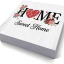 HTBIG Wooden Box Sign Home Sweet Home Farmhouse Homes Decorations Sign Desk Decor for House Bedroom Living Room Kitchen Tabletop Shelf Table, House Warming Gifts 5 x 5 Inches