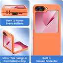 Ruky for Samsung Z Flip 6 Case, Full Body Protective Cover Hard PC Ultra Slim Anti-Scratches Shockproof Wireless Charging Phone Case for Samsung Galaxy Z Flip 6, Orange