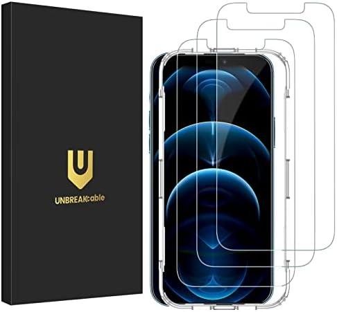 UNBREAKcable 3-Pack Screen Protector for iPhone 12 Pro Max, Double Shatterproof Tempered Glass [Easy Installation] [9H Hardness] [99.99% HD Clear] [Case Friendly] for iPhone 6.7 inch