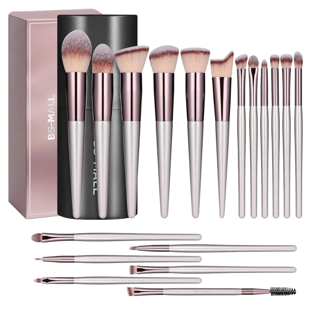 BS-MALL Makeup Brush Set 18 Pcs Premium Synthetic Foundation Powder Concealers Eye shadows Blush Makeup Brushes with black case