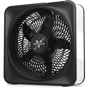 Vornado Model 80 High Velocity Electric Box Fan with Removable Grille, 5 Speed Settings, Powerful Airflow, Whole Room Air Circulation, Targeted Cooling, Cord Storage, Durable Floor Fan, Ice White