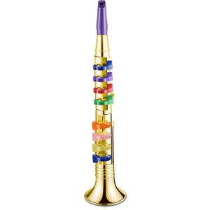 Lewtemi Gold Clarinet Musical Instruments Toy for Kid Toddler Fake Plastic Preschool Music Toy Gift Portable Wind Instrument Early Educational Teaching Songs Gifts for Toddlers Children