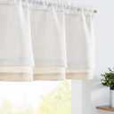 jinchan Linen Valance for Farmhouse Living Room Windows 16 Inch Slubbed Crossed Double Layer Window Valance Light Filtering Rustic Country Overlay Rod Pocket 1 Panel White