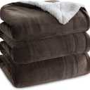 Bedsure GentleSoft Sherpa Fleece Blanket Queen Size for Bed, Non-Heated, Thick and Warm Throw for Women and Men, Soft Fuzzy Plush Queen Blanket for Winter, Brown, 90x90 Inches