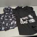 HONG HUI Women's Capri Pajama Sets Plus Size Sleepwear Top with Capri Pants 2 Piece Sleep Set Size S