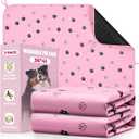 Fostanfly Washable Pee Pads for Dogs, 2 Pack Large 36"x41" Ultra-Absorbent and Leak-Proof Non-Slip Reusable Potty Training Pads for Dogs, Cats, Puppy, Potty of Add 8 Lanyards, Pink