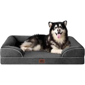 EHEYCIGA Orthopedic Dog Beds for Extra Large Dogs, Waterproof Memory Foam XXL Pet Bed with Sides, Non-Slip Bottom and Egg-Crate Foam Big Dog Couch Bed with Washable Removable Cover, Dark Grey