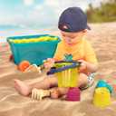 B. toys – Travel Beach Wavy – Wagon – Water Play & Sand Toy – with 11 Funky Sand Toys – 18+ Months, 9.5 x 14 x 8