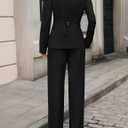 ZESICA Women's 2026 Spring Two Piece Suits Set Casual Business Long Sleeve Blazer Jacket Wide Leg Pants Work Outfits Sets (Black, XL)