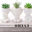 HEYO-YEPY 3PCS Cute Artificial Plant Office Decor for Women and Men, Aesthetic Desk Plant Decor for Office and Home, Potted Small Fake Plants for Indoor Decoration, White Pots Green Plants