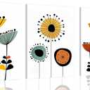 3pcs Framed Abstract Boho Floral Wall Art Vibrant Canvas Posters and Prints Modern Flower Paintings Pictures Artistic Wall Decor for Bedroom Living Room Office and Dorm Decoration