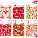 JOYIN 48 Pcs Valentines Day Sealing Gift Bag with Handles, Candy Bag with 6 Designs for Kids Party Favor, Classroom Exchange Prizes, Valentines Goodie Bags