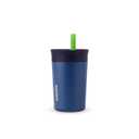 Owala Kids Insulation Stainless Steel Tumbler with Spill Resistant Flexible Straw, Easy to Clean, Kids Water Bottle, Great for Travel, Dishwasher Safe, 12 Oz, Navy and Blue (Home Base)