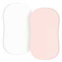 TILLYOU Baby Bassinet Sheets for Girls Boys 2 Pack Baby Sheets for Square Rectangle Oval Bassinet Mattress 33X16 Inch, Pink & White