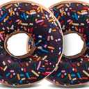 HYSEAS Round Throw Pillow 14 Inch Chocolate Donut, 3D Digital Print Decorative Comfortable Soft Plush Funny Food Shaped Pillow Light Weight Seat Pad Cushion for Couch, Chair, Floor, Sofa, 2 Pack