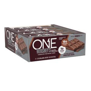 ONE Protein Bars, NEW Hershey's Double Chocolate, Gluten Free with 18g Protein and 3g Sugar, Pantry Staples 2.12 oz (12 Pack) (16.1 cm x 6 cm x 18.2 cm)