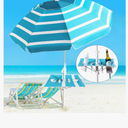 Beach Umbrella - Beach Umbrella for Sand Wind Portable with Tilt Pole, 6.56 FT Arc Length 5.9 FT Diameter, Heavy Duty Wind Resistant Striped Large Umbrellas, UV 50+ Parasol with Anchor Screw Adjustable Height