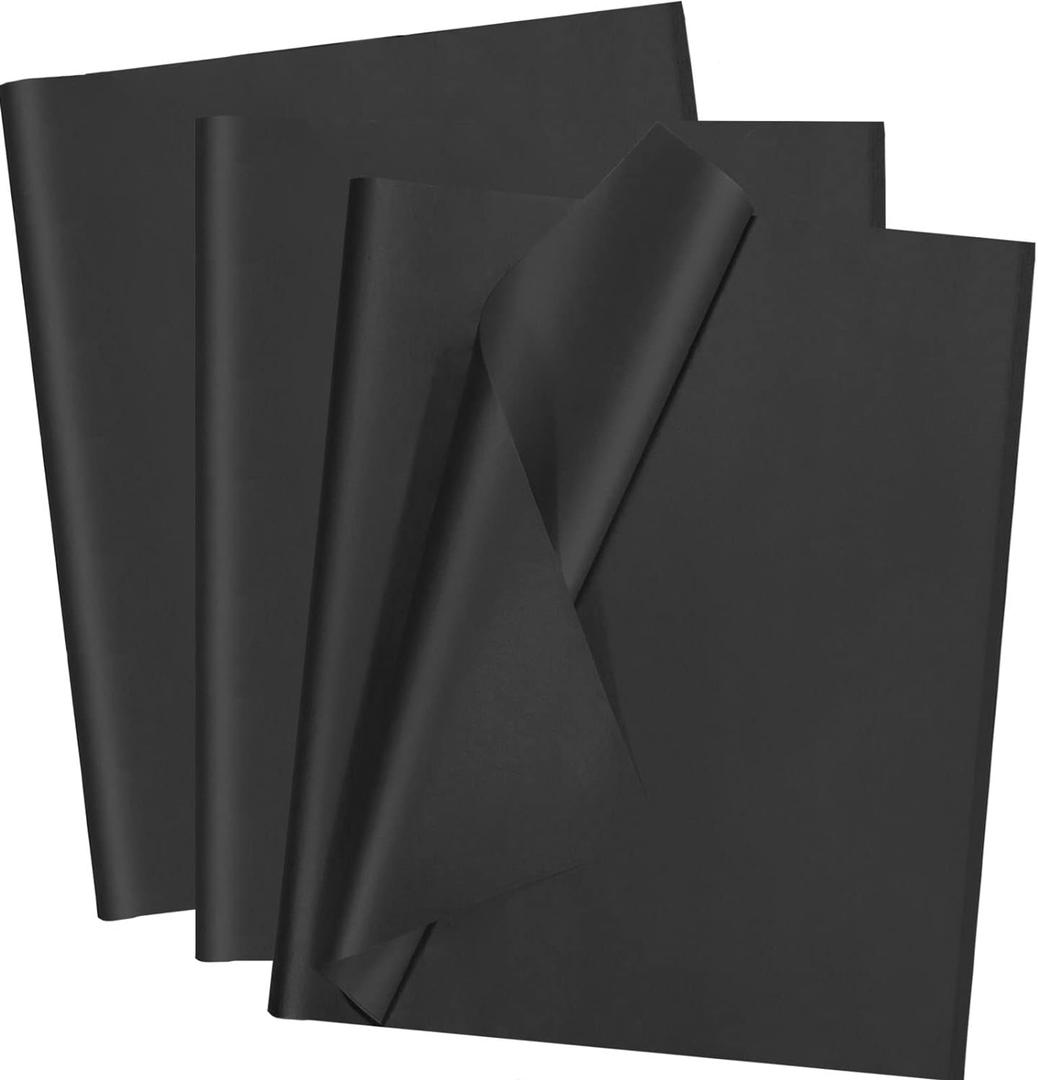100 Sheets Black Tissue Paper Artdly 14 x 20 Inches Black Wrapping Paper Bulk for Weddings Birthday DIY Project Christmas