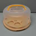 Ohuhu Cake Stand with Lid, Cake Carrier BPA-Free Cake Containers for 10 inch Cake with 2 Handles Cupcake Carrier - Plastic Cover Two Sided Base for Transport Pies Nuts Fruit Perfect Gifts (Peach)