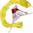 98" Dance Streamer with Scalable Rod, Gymnastics Dance Ribbon Artistic Twirling Ribbon, Church Worship Adoration Dance Banner for Dancer and Church Liturgical Praise (Gold)