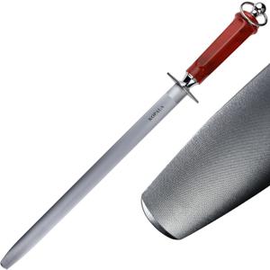 Sharpening Steel Knife Sharpener Rod Flat 12 Inches Honing Steel for Knives Red