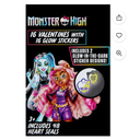 Monster High Valentine Exchange Cards with Bonus Stickers, Paper, Multi-Colored, Classroom, 16 Count 1 Pack