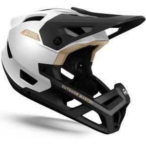 OutdoorMaster Full Face Mountain Bike Helmet for Men & Women-Two Removable Chin Pad Mountain Bike Helmet Grizzly, Ventilation Lightweight Racing Downhill DH BMX MTB Helmet (Small, Pearl white)