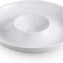LAUCHUH Porcelain Chip and Dip Serving Set Divided Serving Trays Appetizers and Cheeses Serving Platter Compartment Dish for Mother's Day, Snack, Fruit, Veggies, Candy, 12-inch Set of 1