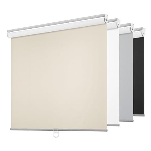 ChrisDowa Cordless Free-Stop100% Blackout Blinds for Windows, Roller Windows Shades with Thermal Insulated, UV Protection Fabric for Living Room, Office and Home. Easy to Install.Beige,58" W X 72" H