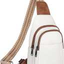 Sling Bag for Women, Crossbody Bags Purse for Women Trendy Vegan Leather Chest Bag with Adjustable Guitar Strap (Beige Brown)