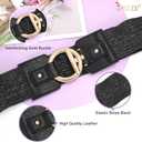 JASGOOD Straw Woven Elastic Belt for Women Vintage Wide Stretch Waistband for Dress Boho Ladies Summer Dress Belt (Black, XL)