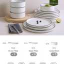 Famiware Nebula Plates and Bowls Sets, 18 Pieces Dinnerware Sets, Dishes Set for 6, White with Black Rim