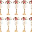 Metal Flower Stands with Crystal Beads, Wedding Centerpieces for Table Decorations, Elegant Metal Flower Arrangement Stands, Flower Vases for Wedding Party Celebration Home Decor (Gold-10pcs)