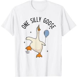One Silly Goose Funny 1st First Birthday Boy 1 Year Old T-Shirt, S