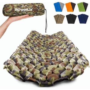 POWERLIX Camping Sleeping Pad - Ultralight Inflatable Camping Mattress Sleeping Mat for Backpacking, Hiking, Compact Lightweight Sleeping Pad for Camping, Inflation Bag/Repair Kit Included (Camouflage)