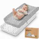 2-Pack Organic Changing Pad Covers for Girl, Boy, Neutral - 100% Cotton Changing Table Pad Cover, Soft Baby Nursery Diaper Changing Pad Sheets, Contour Changing Pads Liners,Change Pad Cover (Woodland)