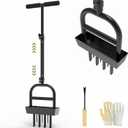 COZEER Lawn Aerator Tool with 4 Hollow Tines & 3 Spike Tines, Aerator Lawn Tool with Soil Core Storage Tray, Grass Aerator for Yard Aerator, Manual Lawn Core Aerator & Yard Aerator Garden Tool