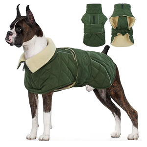Dog Winter Coat Waterproof Dog Snow Jacket, Warm Fleece Lined Pet Turtleneck Snowsuit Puppy Cold Weather Coats with Harness Hole, Adjustable Winter Vest for Medium Large Dogs, Green, L
