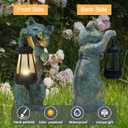 Garden Statues Cat with Solar Lantern Outdoor Bunny Figurines Decorations for Patio Yard Lawn Ornaments Gifts for Birthday Easter Housewarming Mother's Day