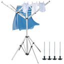 Auto Care Outdoor Drying Rack with 4-arm Telescopic Aluminum Drying Rack Fixed with Ground Nails, 28 Drying Ropes, 65 Feet Large Capacity Windproof Rotating Umbrella Style Clothes Drying Rack