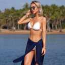 Ekouaer Women's Sarongs Short Sheer Bikini Skirt Wrap Beach Pareo Chiffon Swimsuit Cover Up S-XXL (Navy Blue)