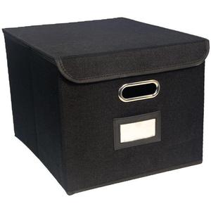 Foldable Storage Bin Cloth Decorative Basket with Lids Storage Box Organizer for Sundries, Black