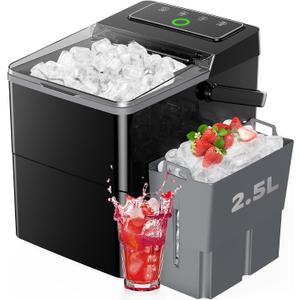 Countertop Ice Maker, Compact Ice Maker with Larger 2.5L Expanding Ice Basket & 1.8L Water Tank, Smart Touch Control, 9 ICES in 6 Mins, 26 lbs per Day, Self-Cleaning, for Home/Party/Office/RV