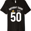 Birthday Twins 50th 50 Years Old Brother Sister Twin Family Premium T-Shirt (Small, Black)