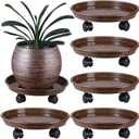 5 Packs Large Plant Caddy with PU Wheels 12" Rolling Plant Stands Heavy-duty Plastic Plant Roller Base Pot Movers Plant Saucers on Wheels Indoor Outdoor Plant Dolly with Casters Planter Tray Coaster