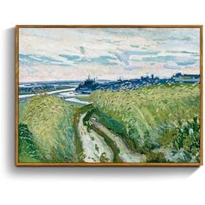 crmotu Vintage Framed Wall Art, Rural Landscape Oil Paintings, Nature Scenery Canvas Prints, Abstract Wilderness Path Wall Decor for Bedroom Bathroom Kitchen Rustic Home Aesthetic Pictures 12x16in