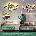 Yfrest Ceiling Fan with Lights Remote Control, Black Personalized Ceiling Fan with Light, 6 Speeds 3 Light Color Flush Mount Ceiling Fan for Kitchen Bedroom