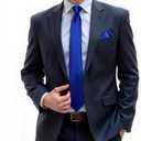 DiBanGu Mens Solid Color Tie and Pocket Square Set Woven Silk Plain Necktie & Handkerchief for Men Wedding Party Formal (Blue)